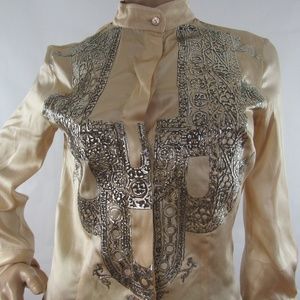 Roberto Cavalli Silk Top Intricate Embossed Detail